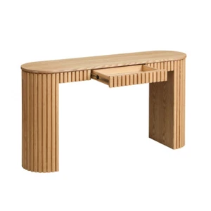 Modern Console Table with Drawer, Unique Vertical Stripe Design for Living Room - Picture 1 of 43
