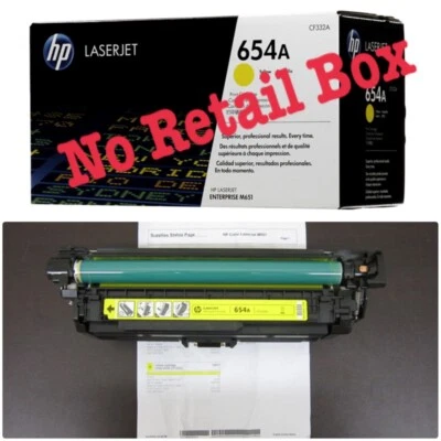 Cartucho de tóner amarillo genuino HP 654A CF332A LaserJet M651 100 % Foto 1 de 4