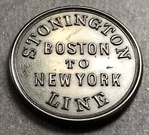 Stonington Railroad Fahrplan Vulcanite Transport Medaille, Boston nach New York - Bild 1 von 4