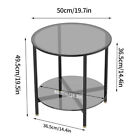 2-tier Modern Tall Metal And Glass Round Side End Table For Bedroom Living Room