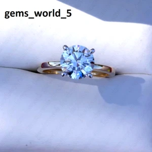 Moissanite Diamond Certified GRA VVS 925 Sterling Silver Ring Round Cut Gemstone - Picture 1 of 5