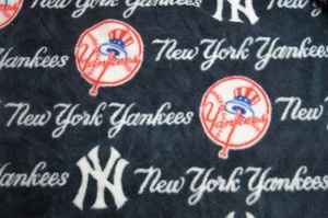1+ Yard Yankee's Baseball  Fleece Fabric 40" X 60" - Picture 1 of 2
