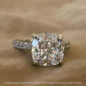 2.50Ct Cushion Cut Lab-Created Diamond Engagement Ring 14K White Gold Finish - Picture 1 of 4
