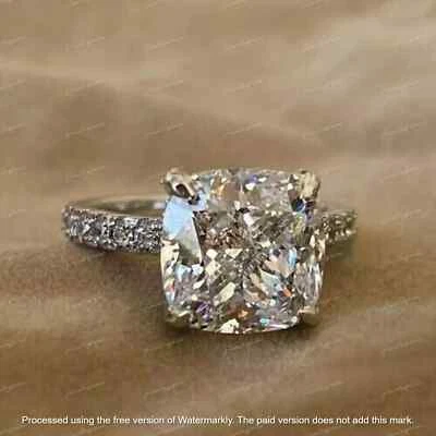 2.50Ct Cushion Cut Lab-Created Diamond Engagement Ring 14K White Gold Finish - Image 1 of 4