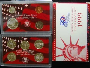Silbermünze US Mint 1999, 9 Münzen Proof Set, in OVP - Bild 1 von 1