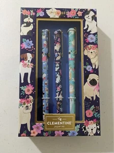 Clementine Paper Inc 3 Black Ink Pen Set Dogs Dog Puppies Pictures New - Picture 1 of 9