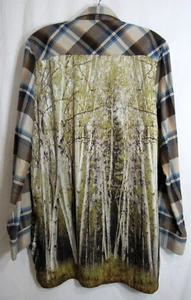 Camisa Orvis de Franela a Cuadros Frontal Madera Bosque Árbol Escena Trasera Abotonada M Usada en Excelente Condición - Imagen 1 de 5