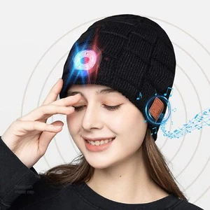 Mit LED Licht Aufladbar Bluetooth Beanie Mütze Hut Wintermütze Strickmütze DHL - Bild 1 von 14