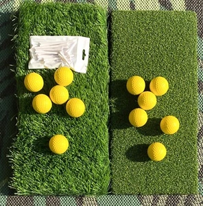 Premium Dual-Turf Golf Hitting Mat 10mm Foam Pad 16''x17'' 12 Foam Balls & Tees - Picture 1 of 4