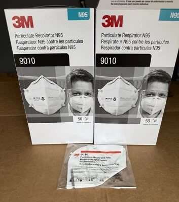 2 Box of 50 - 3M 9010 N95 Particulate Respirator Face Mask - New - Image 1 of 4