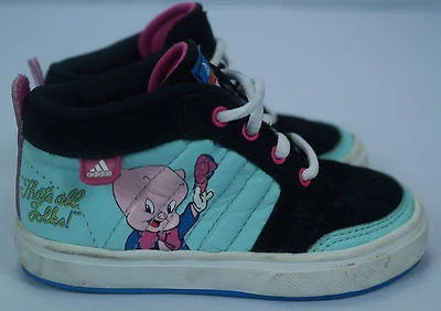 Tenis/zapatos Adidas para niños/niñas Looney Tunes Porky Pig That's All Folks talla 7 Foto 1 de 4