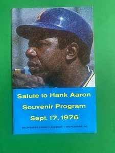 Salute to Hank Aaron Souvenir Program Sept 1976 Milwaukee Brewers/Atlanta Braves - Picture 1 of 2
