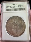 1908s Us-Philippines 1 Peso Silver Coin Anacs Ms64