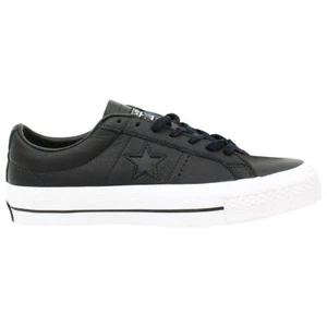 Plimsolls Converse One Star OX con cordones de cuero liso negro para hombre 153714C - Imagen 1 de 5