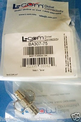 BA307-75 L-COM BNC AUTO-TERMINATING (F-F) BULKHEAD ADAPTER 75 OHM  - Image 1 of 3