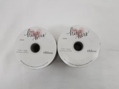 Burlap Jute - White Lace Overlay Wired Wedding Bridal Ribbon 2 Pack 2.5in x 5yd - Image 1 of 2