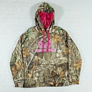 Felpa Real Tree donna grande mimetica marrone rosa felpa con cappuccio pullover manica lunga - Foto 1 di 7