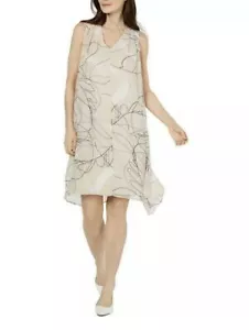 Alfani Women's V-Neck Printed-Overlay Dress Size Large L Cream Flowy NWT - Picture 1 of 9