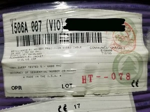 Belden 1506A RG59/U 20awg 6GHz Video Brilliance Coaxial HD-SDI Cable CMP Violet - Picture 1 of 9