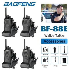 4 x Baofeng BF-88E Walkie Talkies große Reichweite Zwei Wege Radio PMR 5W 16CH mit Headset - Bild 1 von 11