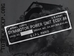 PLATE PLAQUETTE PLAQUE POSTE RADIO GRC9 RT77 ALIM DY88 PARIS jeep willys us ww2 - Foto 1 di 1