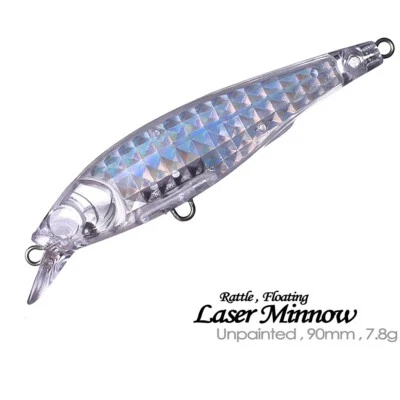 20PCS 9CM 7.8G Holographic Minnow Laser Bait Unpainted Bait Blank Fishing Lure - Image 1 of 4