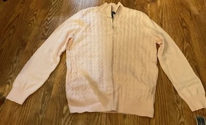 Karen Scott Light Pink 1/4 Zip Cable Knit Sweater Size Large - Picture 1 of 4