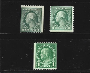 US STAMPS 486 490 604 MINT NH OG coil singles 1 CENT WASHINGTON/FRANKLIN ISSUES - Picture 1 of 1