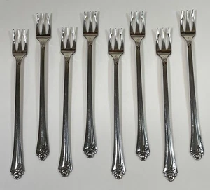 8 STCK. ONEIDA EDELSTAHL FANTASY ROSE COCKTAIL GABEL BESTECK SET USA - Bild 1 von 3