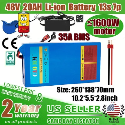 CAO MM 48V 20Ah Li-ion EBIKE Battery 200W-1500W Electric Bicycle Motor Kit BMS Charger