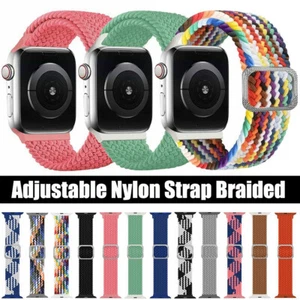 Braided Solo Loop Nylon fabric Elastic Band Apple Watch Bracelet SE 6 5 1 iWatch - Picture 1 of 34