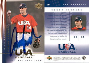Conor Jackson Signed 2002 Upper Deck USA Baseball #15 Card USA Auto AU