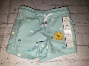 NWT Cat & Jack Toddler Girls Size 2T Blue Heart Easy On Shorts