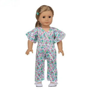 Mono de flores hecho para ropa de muñeca niña americana de 18"" - Imagen 1 de 3