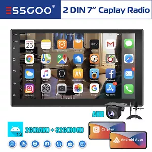 7" Android 13 Auto Apple Carplay Stereo GPS Radio 2+32G w/ AHD Camera MIC 2 DIN - Picture 1 of 13