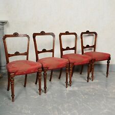 Antique 4 Dining Chairs Carved Walnut Victorian 19th Century