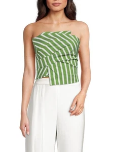 Neu mit Etikett BCBGMAXAZRIA gestreiftes ärmelloses Wickeltop 14 UVP $ 228 - Bild 1 von 7
