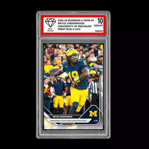 Graded 10 Bryce Underwood 2025 Bowman U Now Football #1 Michigan RC Presale - Bild 1 von 2