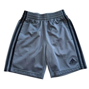 Adidas Boys Athletic Shorts - Size Small / 8 - Gray With Black Stripes - Picture 1 of 4