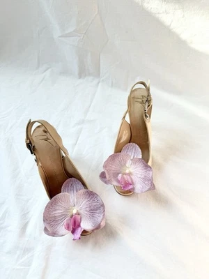 Giuseppe ZANOTTI каблуки сандалии туфли синий бабочка розовый орхидея размер 36 6 Y2K - Изображение 1 из 4