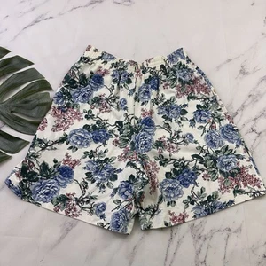 Capacity Damen Vintage 90er Shorts Größe L weiß grün Blumen Pull On hoher Bund - Bild 1 von 9