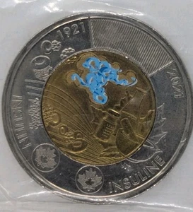 RARE - Mint Error - 2021 Insulin Toonie $2 Misaligned Color - About Uncirculated - Picture 1 of 2