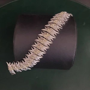 Pulsera retro vintage firmada Francois para Corocraft tono plata pedrería MCM - Imagen 1 de 10