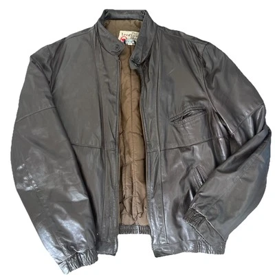 Chaqueta de Cuero Gamuza Marrón Vintage Años 70 80 Sears The Leather Shop Talla 42 Larga Foto 1 de 4