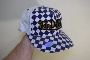 Sombrero Y2K Von Dutch púrpura blanco tablero a cuadros bandera 32 ajustado 7 3/8 colorway raro - Imagen 1 de 13