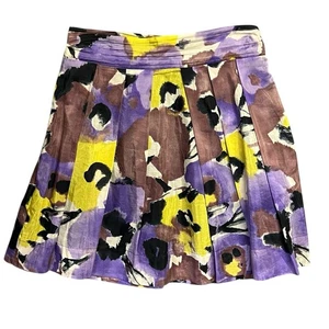 The Limited Skirt Size 8 Multicolor Watercolor Pleated Floral Print Vibrant Chic - Picture 1 of 8