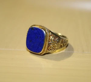 Ring 585er Gold mit Lapis Lazuli – 10,35g – Größe 60 – Handarbeit - Bild 1 von 5