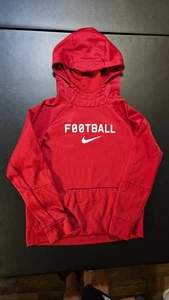 Nike Dri-Fit Football Hoodie Pullover Sweatshirt Youth L Red Fleece - Picture 1 of 11