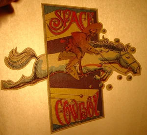 SPACE COWBOY VINTAGE 1970's FUNNY IRON ON TRANSFER -NICE, B-26 - Picture 1 of 2