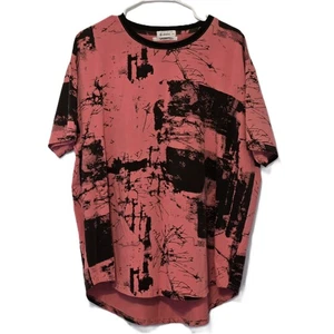 Camiseta de gran tamaño con estampado abstracto de Rliegou XXL rosa negro ropa de calle - Imagen 1 de 5